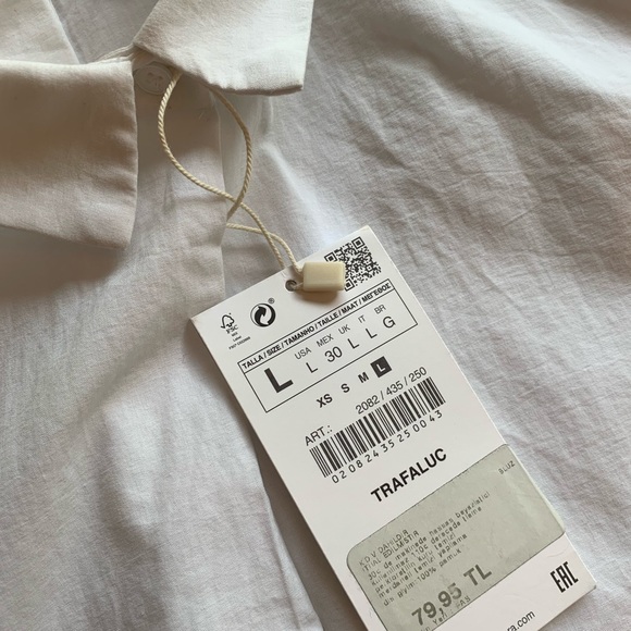 Zara TRF Collared Hi-Lo Top - Picture 7 of 7